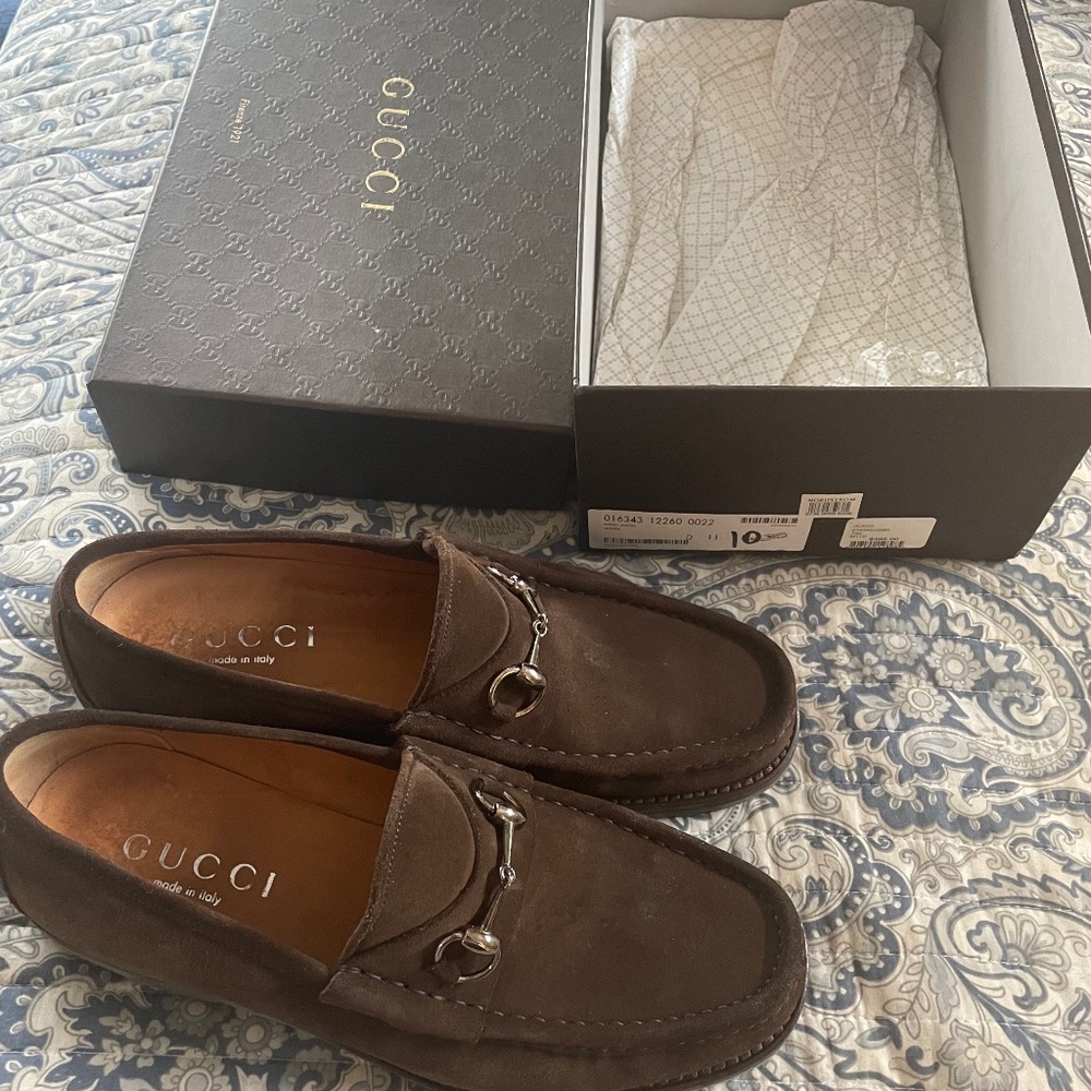 Men's Gucci suede horse bit lug sole - Picture 1 of 4